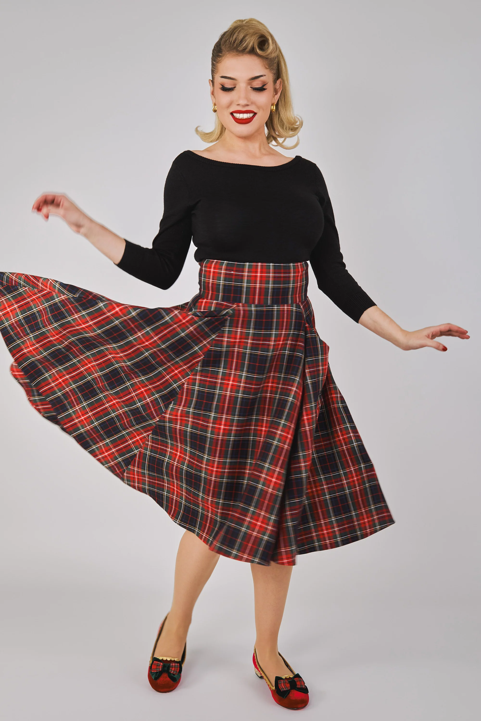 Alexa Classic Check Swing Skirt - Image 6
