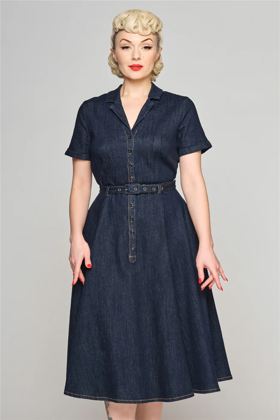 Caterina Denim Swing Dress - Image 5