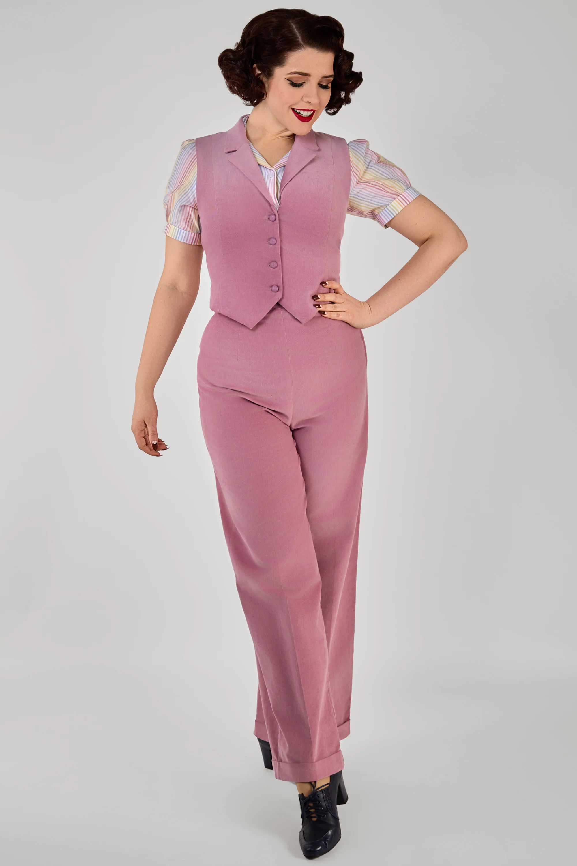 Professor Pink Corduroy Waistcoat - Image 3